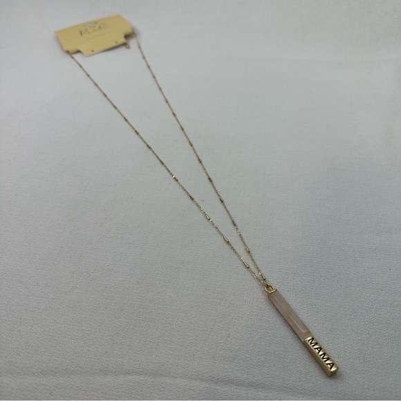 Pendant Mama Necklace Gold Tone Pink Stone - Picture 8 of 8